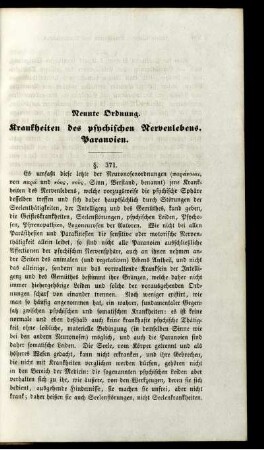 Neunte Ordnung. Krankheiten des psychischen Nervenlebens. Paranoien