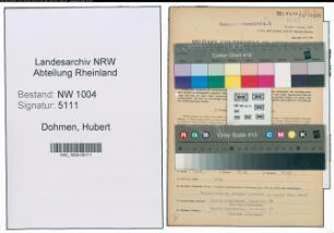 Entnazifizierung Hubert Dohmen , geb. 03.11.1905 (Arbeiter)