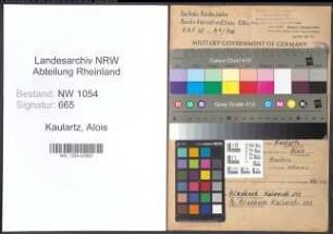Entnazifizierung Alois Kaulartz , geb. 05.02.1897 (Wagenmeister)