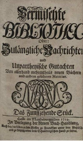 Das Funffzehende Stück.