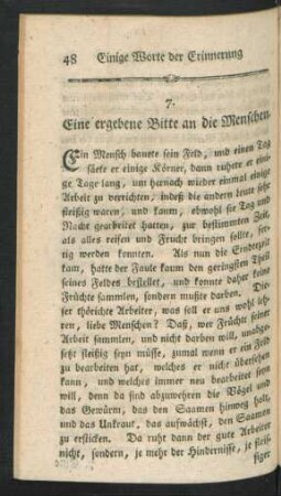 7. Eine ergebene Bitte an die Menschen