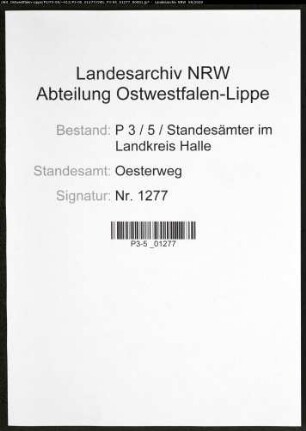 Sterberegister Standesamt Oesterweg