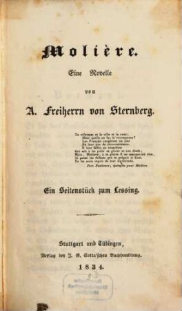 Novellen, 5. Molière. - 1834. - 196 S.