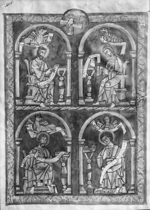 Codex Vyssegradensis / Kodex vyšehradský — Die vier schreibenden Evangelisten, Folio 1v