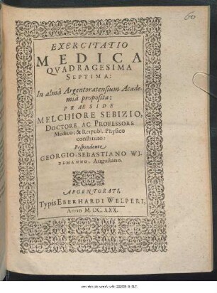 Exercitatio Medica Quadragesima Septima