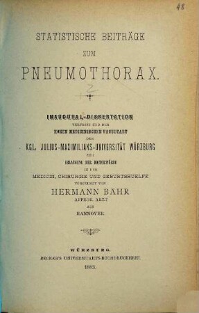 Statistische Beitraege zum Pneumothorax