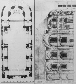 Bamberg, St. Martin, Grundriss und Längsschnitt