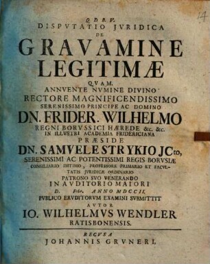 Disp. iur. de gravamine legitimae