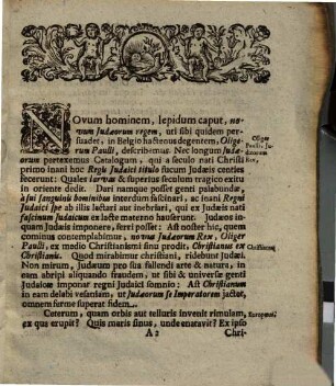 Novus in Belgio Iudaeorum rex Oliger Paulli, multis editis monumentis literariis clarus
