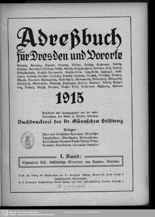 1915: Adreßbuch für Dresden und Vororte