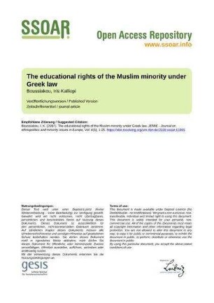 The educational rights of the Muslim minority under Greek law