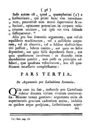 PARS TERTIA. De Argumentis pro Leibnitiana sententia.