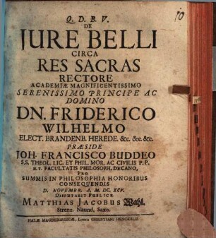 De Iure Belli Circa Res Sacras
