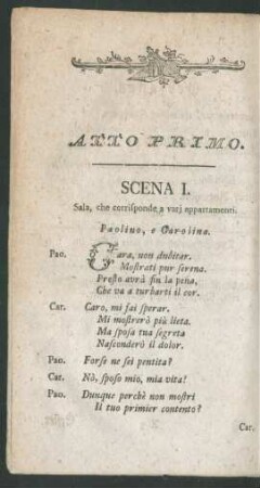 Atto Primo. - Erster Aufzug