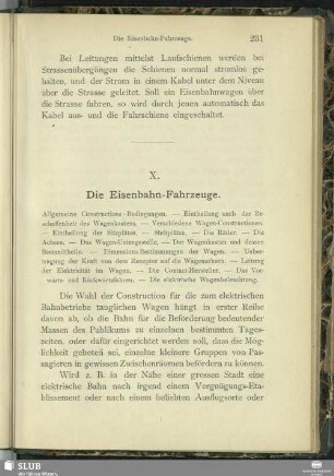 X. Die Eisenbahn-Fahrzeuge