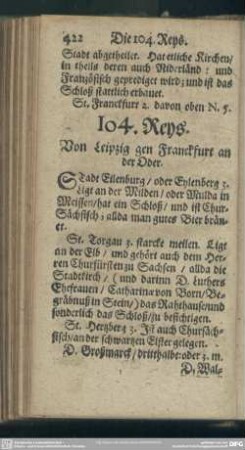 104. Reys. Von Leipzig gen Franckfurt an der Oder