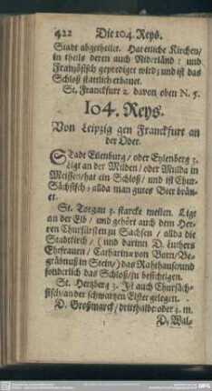 104. Reys. Von Leipzig gen Franckfurt an der Oder