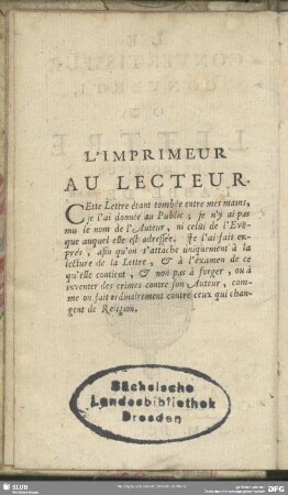 L'Imprimeur Au Lecteur