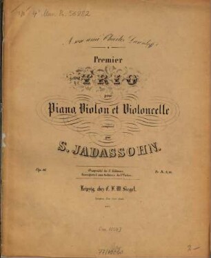 Premier trio : pour piano, violon et violoncelle ; op. 16