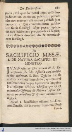 De Sacrificio Missæ