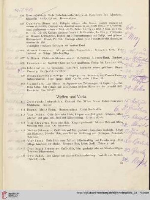Waffen und Varia (Nr. 411-457)