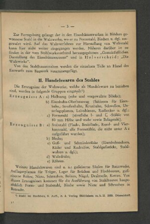 II. Handelswaren des Stahles