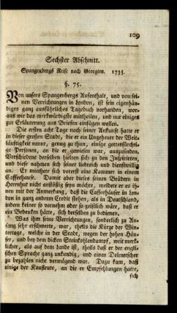 Sechster Abschnitt. Spangenbergs Reise nach Georgien. 1735. §. 75. - §. 85.