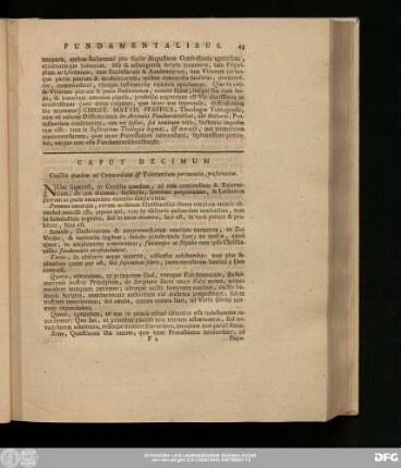 Caput Decimum. Consilia quaedam ad Concordiam & Tolerantiam pertinentai, proferuntur.