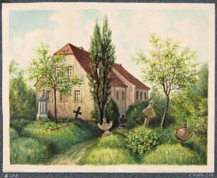Die alte Schule und der Kirchhof in Plauen bei Dresden