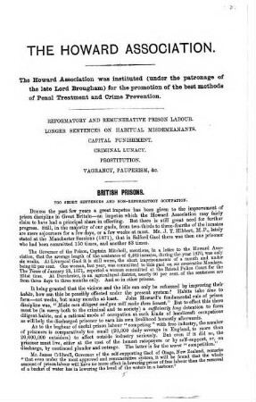 The Howard Association : the Howard Association was instituted ...