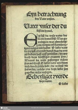 Eyn Betrachtung des Vater unsers