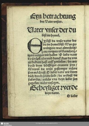 Eyn Betrachtung des Vater unsers
