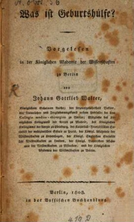 Was ist Geburtshülfe?