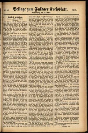 Zweite Ausgabe vom Donnerstag, den 18. April 1901.
