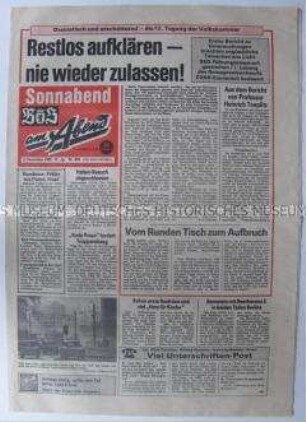 Ost-Berliner Tageszeitung "BZ am Abend" zur "Wende" in der DDR und zur Sitzung der Volkskammer