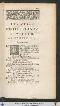 Synopsis Institutionum Civilium.