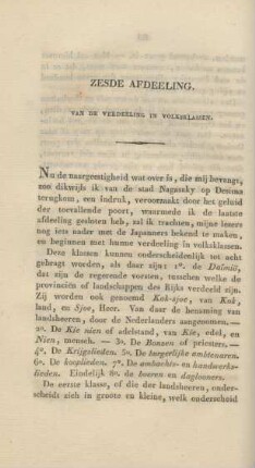 Zesde Afdeeling. Van de verdeeling in volksklassen