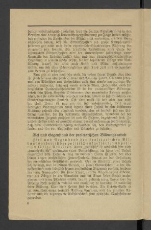 Ziel und Gegenstand der proletarischen Bildungsarbeit