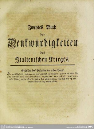 Zweytes Buch der Denkwürdigkeiten des Italienischen Krieges