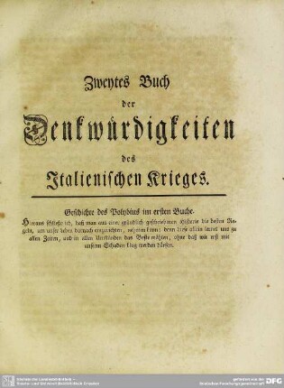 Zweytes Buch der Denkwürdigkeiten des Italienischen Krieges