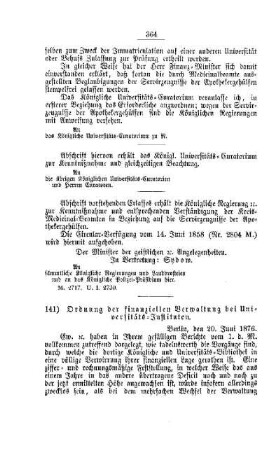Ordnung der finanziellen Verwaltung bei Universitäts-Instituten : [II. Universitäten und Akademien]