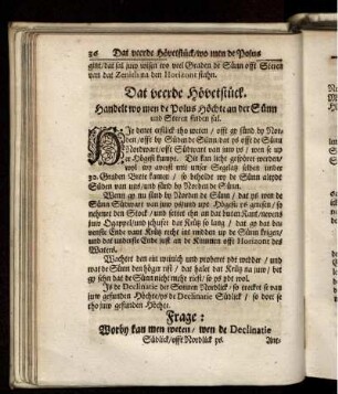 Dat veerde Hövetstück. Handelt wo men de Polus Höchte an der Sünn und Steren finden sal