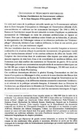 Occupation et Monuments historiques: Le Bureau d'architecture du Gouvernement militaire de la Zone française d'Occupation (1946-1949)
