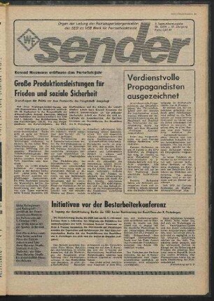 Betriebszeitung 'WF-Sender', Nr.33/1981 (3. Septemberausgabe 1981)