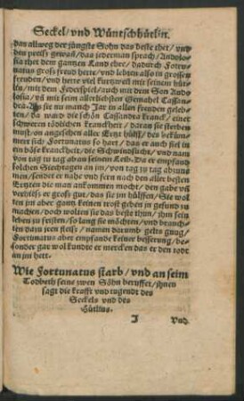 Wie Fortunatus starb/ und an seim Todbeth seine zwen Söhn beruffet ...