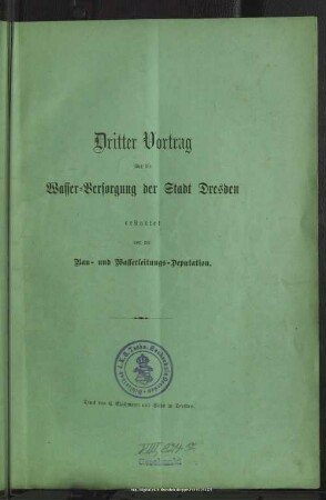 3.1870: Vortrag über die Wasser-Versorgung der Stadt Dresden