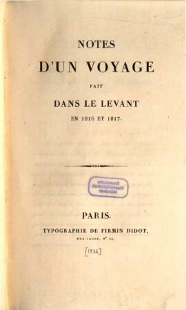 Notes d'un voyage fait dans le Levant en 1816 et 1817