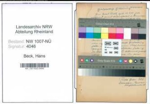 Entnazifizierung Hans Beck , geb. 13.09.1909 ()
