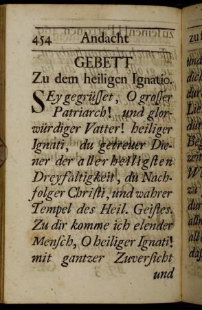 Gebett Zu dem heiligen Ignatio. - ein sonderlich andächtiges Gebett zu der heiligen Jungfrauen Ottilia.
