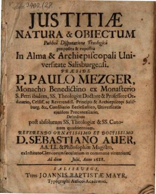 Justitiae Natura & Obiectum